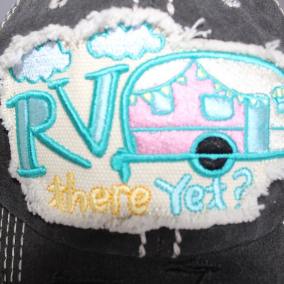 4350 District Black RV There Yet? Distressed Adjustable Strapback Baseball Hat - Picture 2 of 8